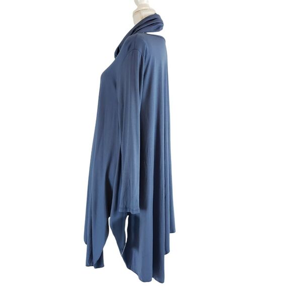 NEW!! Saga SIZE 10  Asymmetrical Lagenlook Tunic Top Blue Scarf Made in Italy - Picture 2 of 10